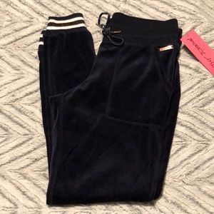 NWT // Betsey Johnson Velvet-Like Navy Joggers